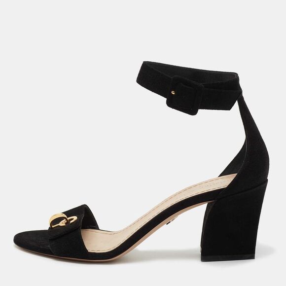 Dior Black Suede C'est Ankle Strap Sandals Size 39 - Picture 1 of 4